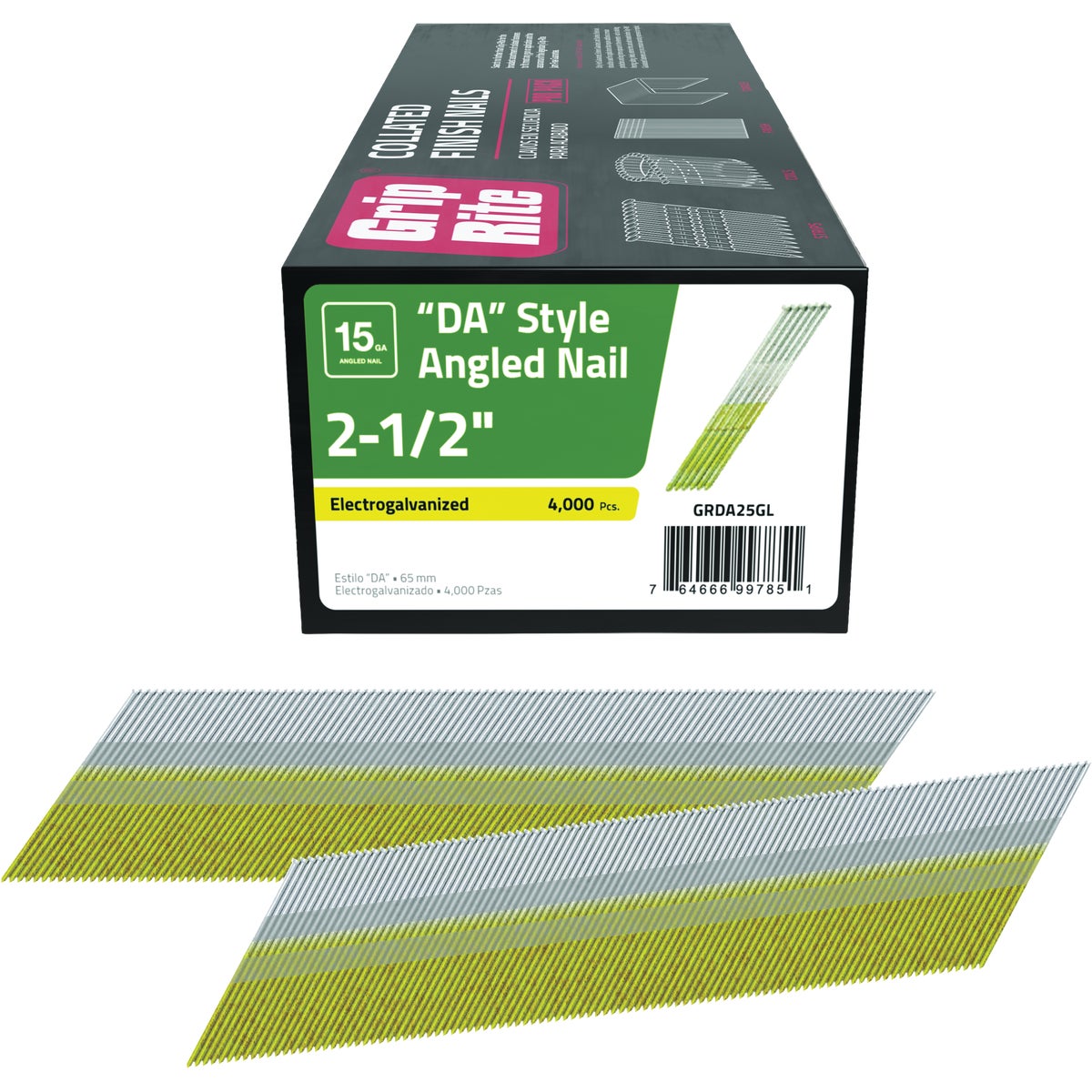 Grip-Rite 2-1/2 In. 15 ga Electrogalvanized DA-Style Collated Finishing Nail (4000-Count) Image 1