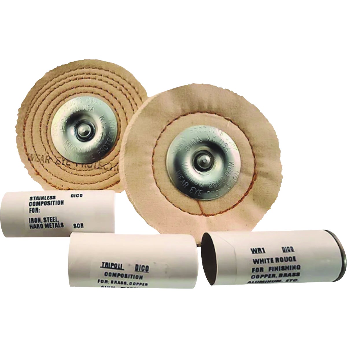 Dico 4 In. Buffing Kit with (2) Buffing Wheels & (3) Compounds