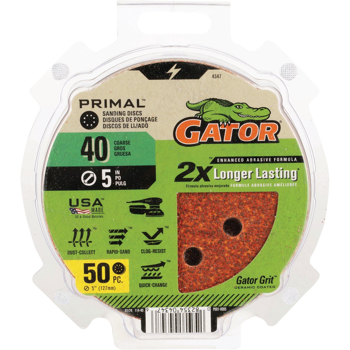 Gator 5 In. 8-Hole 180-Grit Hook & Loop Sanding Disc (50-Pack) Image 1