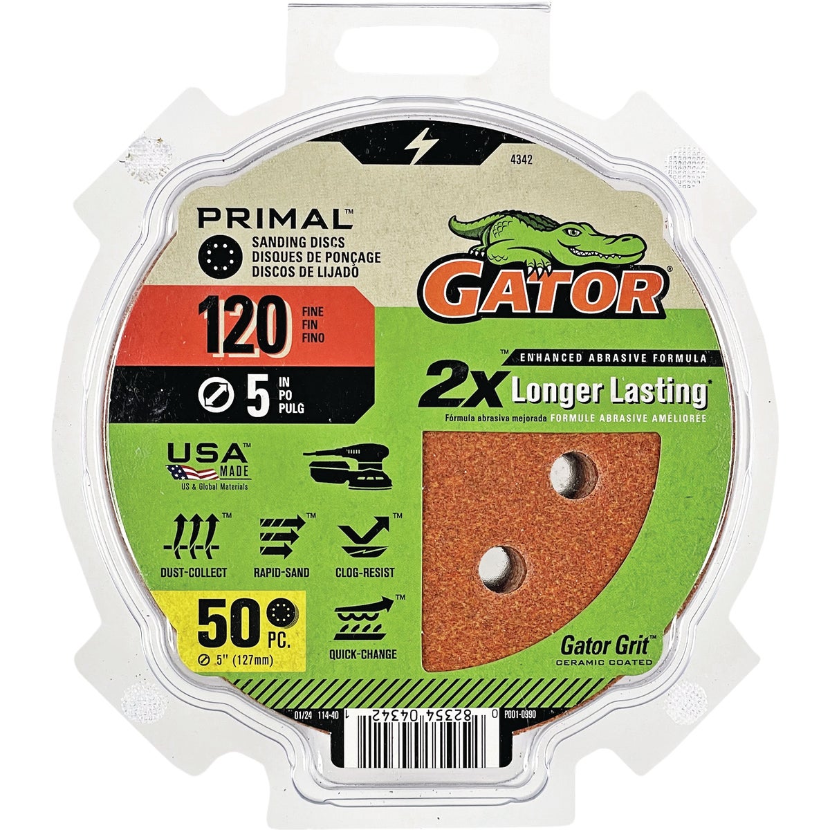 Gator 5 In. 8-Hole 120-Grit Hook & Loop Sanding Disc (50-Pack) Image 1