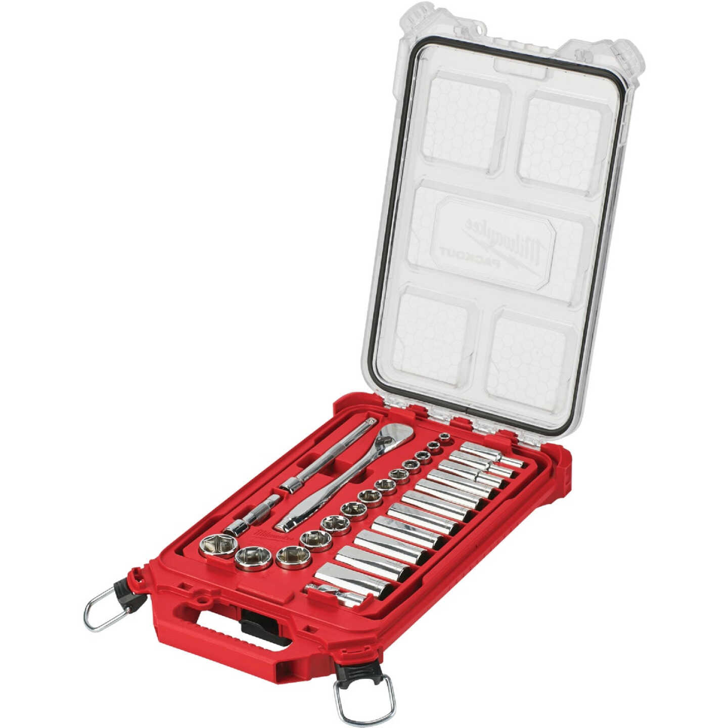 Milwaukee Standard 3/8 In. Drive 6-Point Ratchet & Socket Set wtih PACKOUT Organizer (28-Piece) Image 1