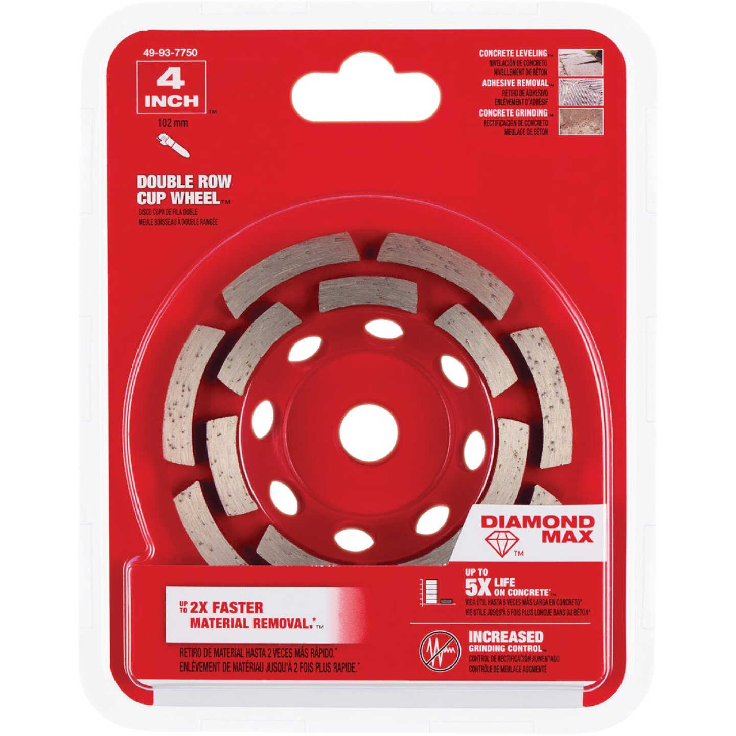 Milwaukee DIAMOND MAX 4 In. Double Row Diamond Cup Wheel Image 6