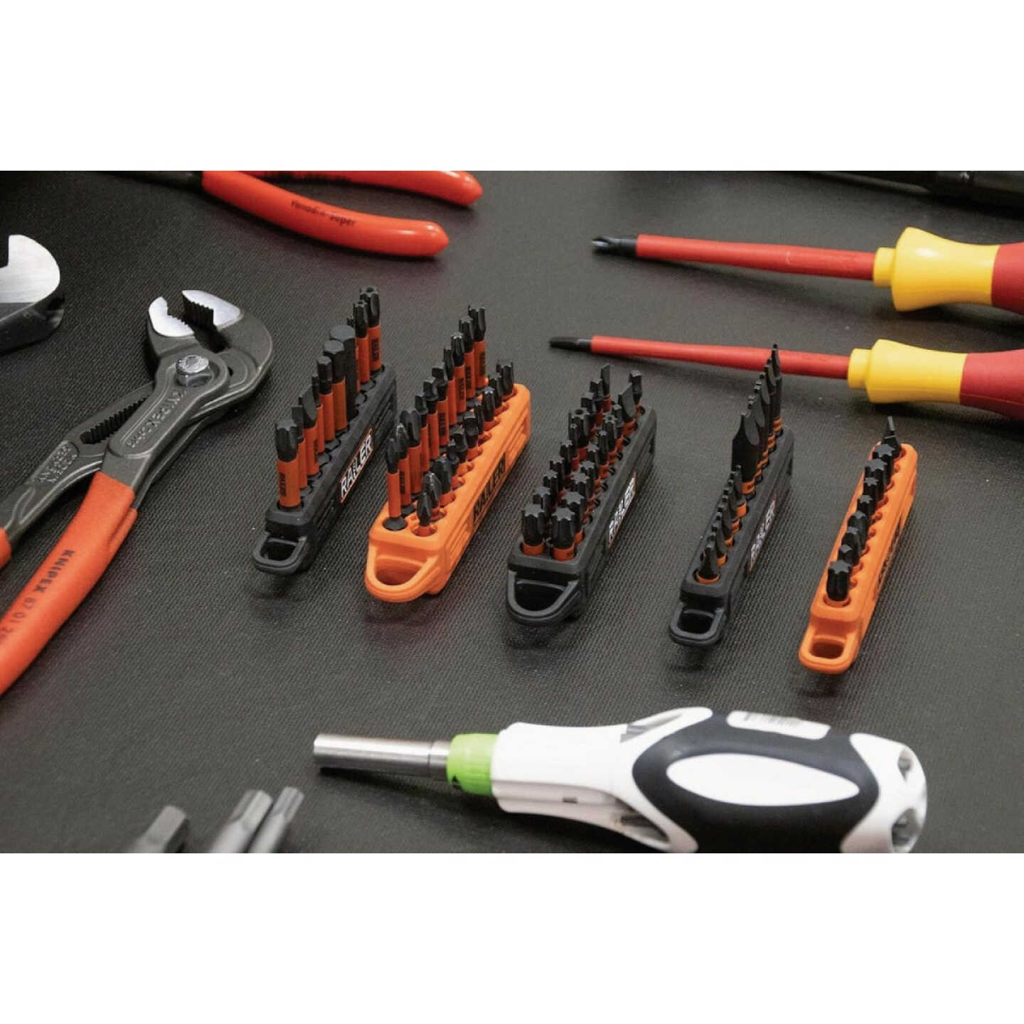 Railer 10-Hole Bitrail Black Bit Holder Storage Organizer with Carabiner Image 4