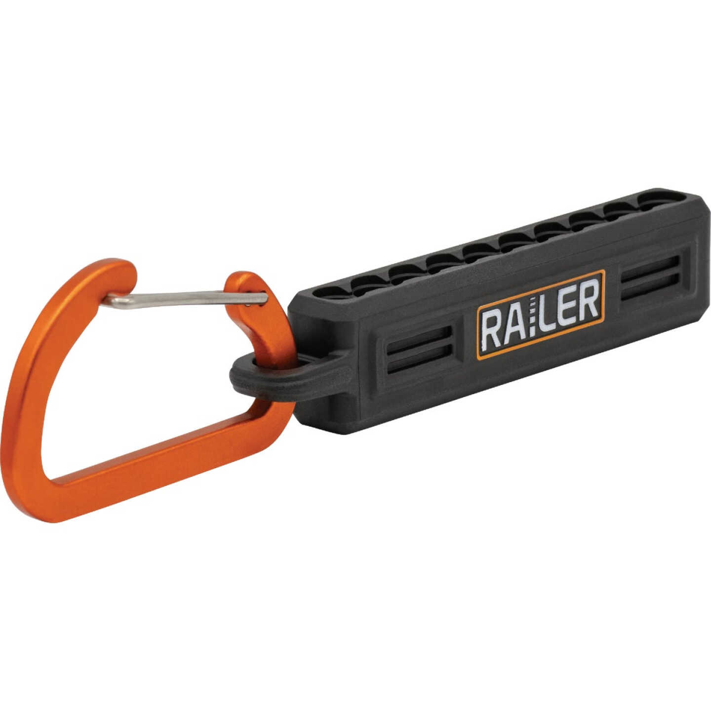 Railer 10-Hole Bitrail Black Bit Holder Storage Organizer with Carabiner Image 1