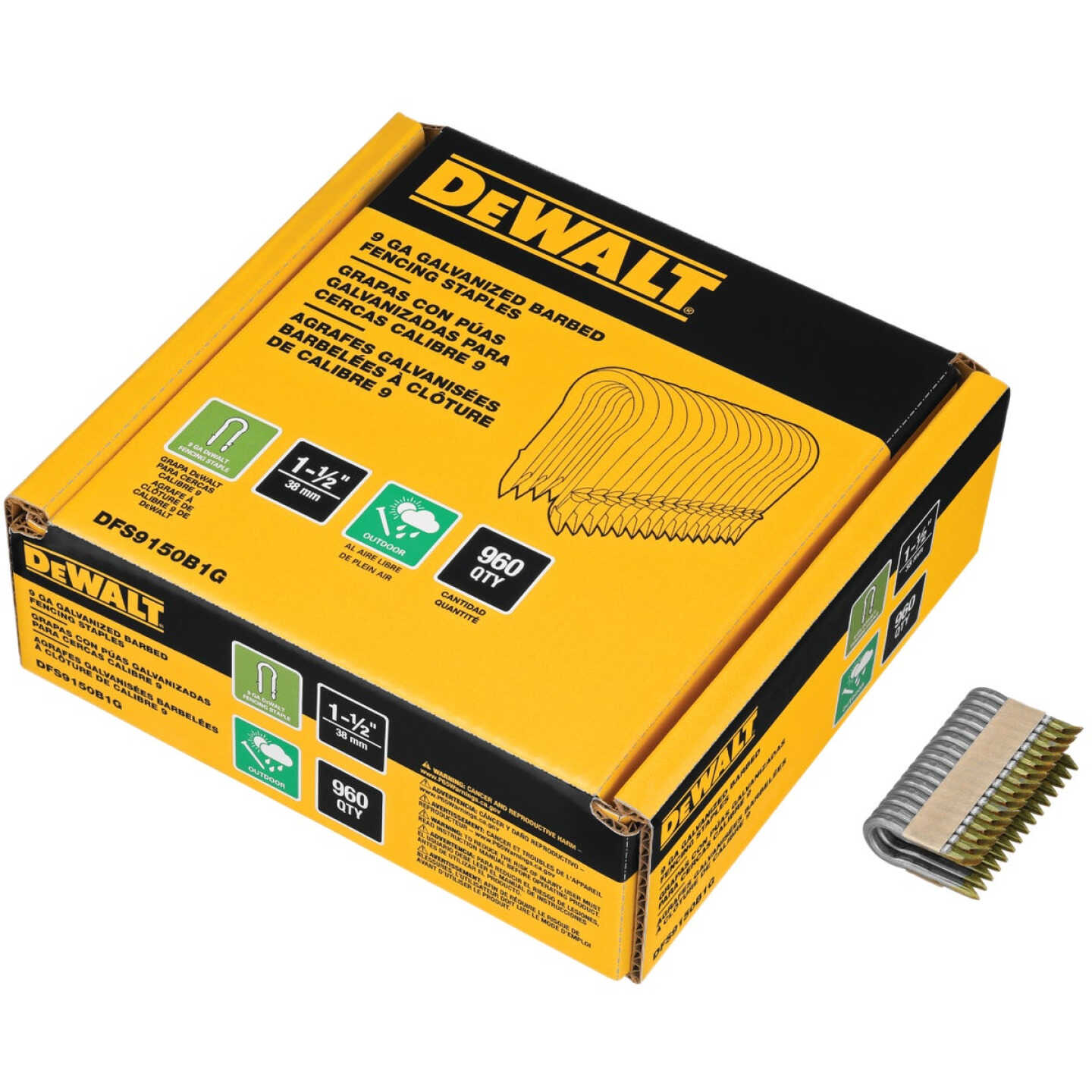 DEWALT 1-1/2 In. 9 Ga. Galvanized Barbed Collated Fence Staple (960-Count) Image 2