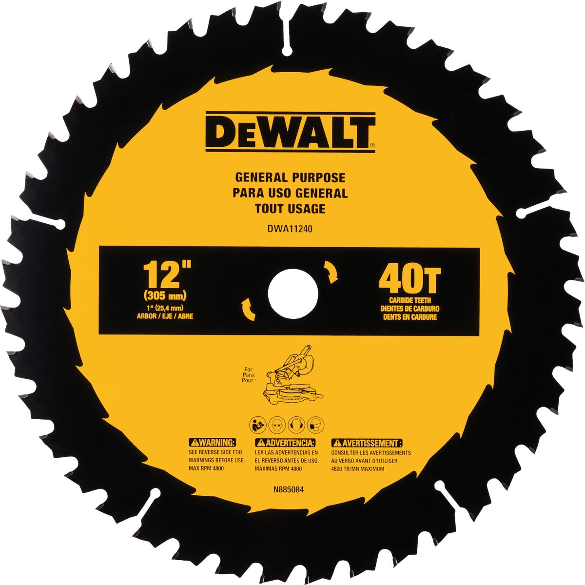 DeWalt 12 In. 40-Tooth General Purpose Circular Saw Blade