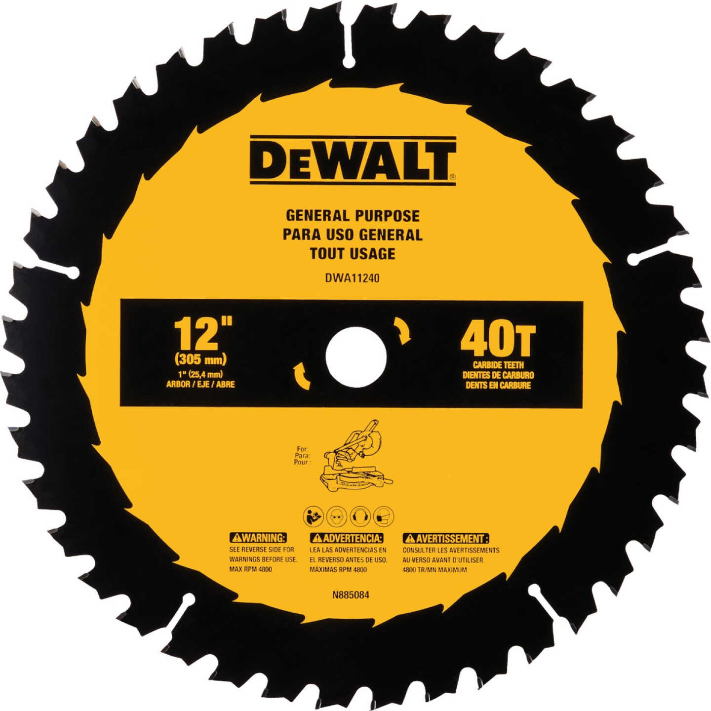 DeWalt 12 In. 40-Tooth General Purpose Circular Saw Blade Image 1