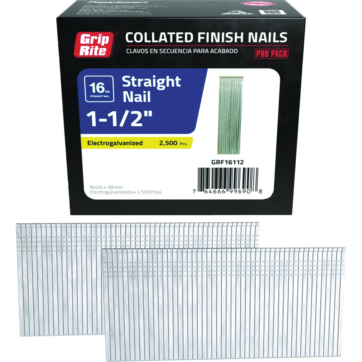 Grip-Rite 1-1/2 In. 16 ga Electrogalvanized Straight Collated Finishing Nail (2500-Count) Image 1