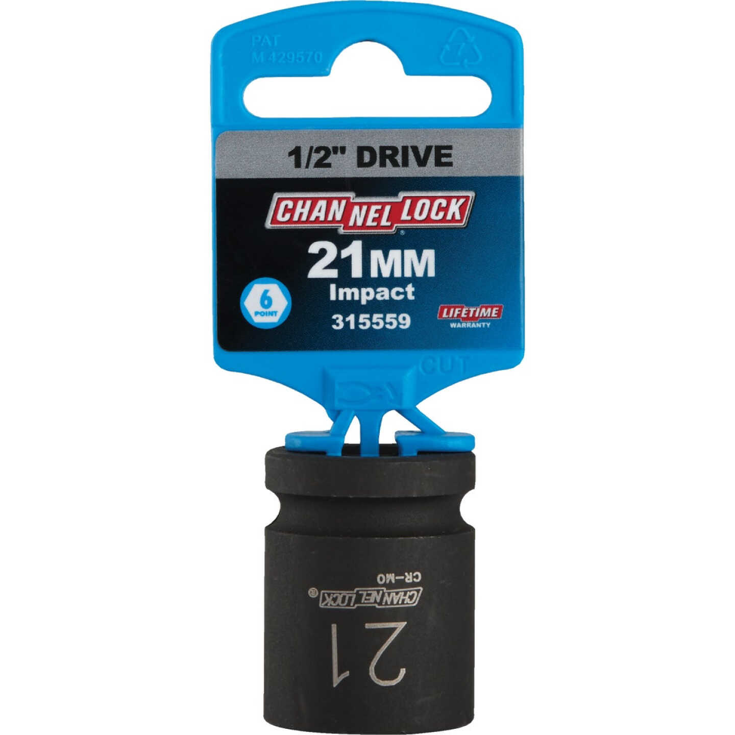 Channellock 1/2 In. Drive 21 mm 6-Point Shallow Metric Impact Socket Image 2