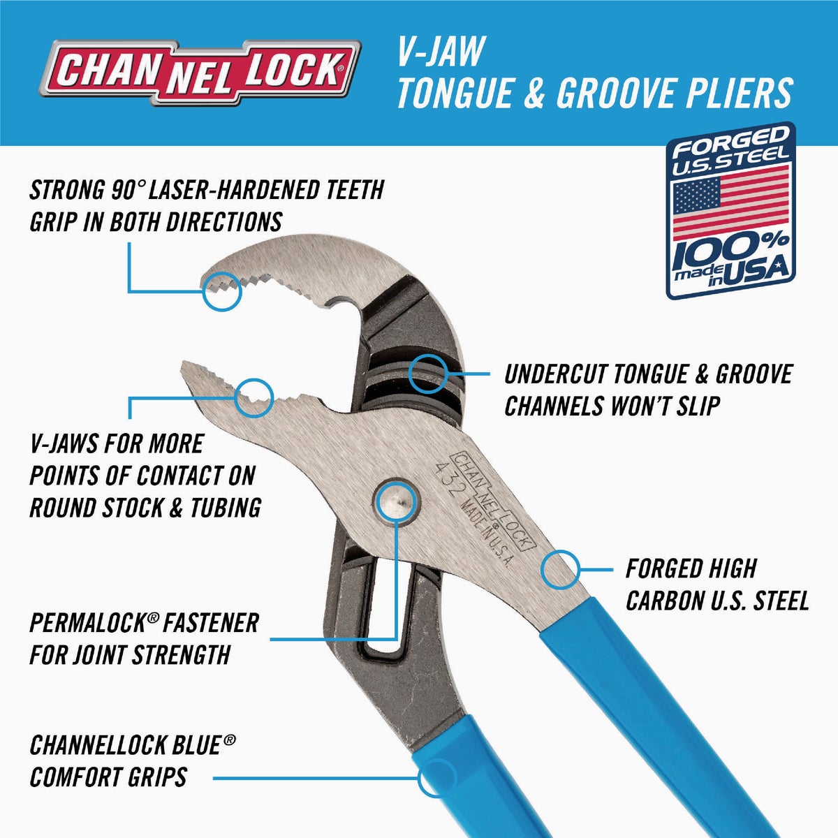 Channellock 10 In. V-Jaw Tongue & Groove Pliers Image 2