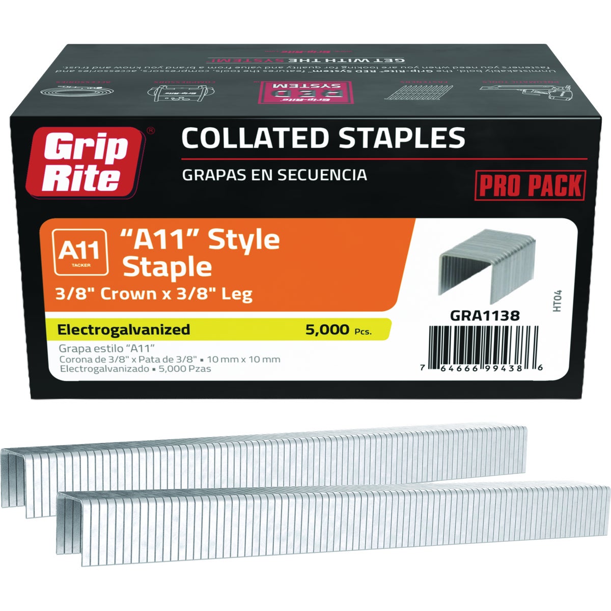 Grip-Rite 3/8 In. x 3/8 In. Electrogalvanized Hammer Tacker Staple (5000-Count) Image 1