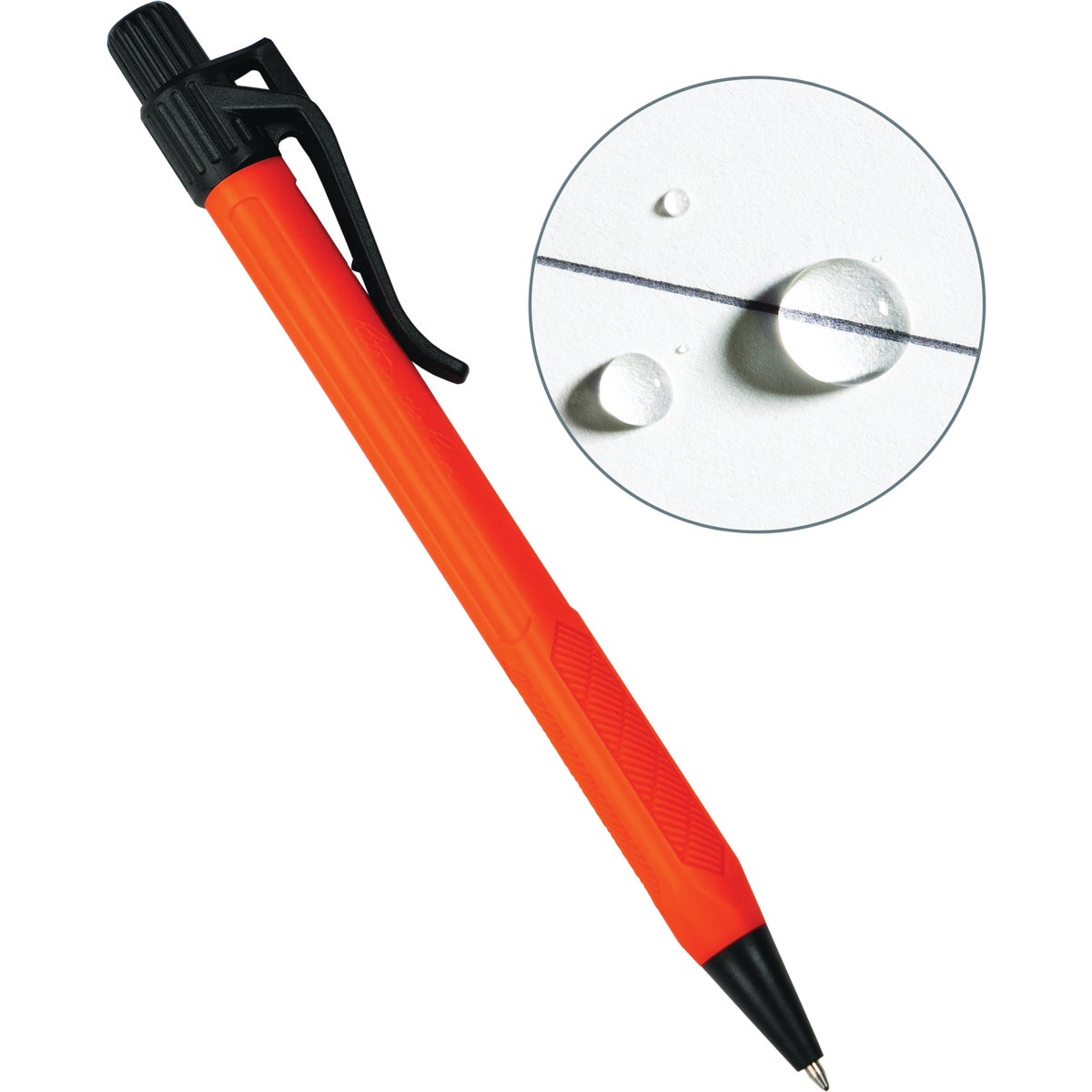 Rite in the Rain Weatherproof Orange Clicker Pen, Black Ink