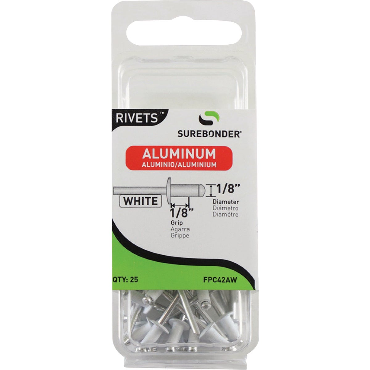 Surebonder 1/8 In. x 1/8 In. White Aluminum Rivet (25-Pack) Image 1