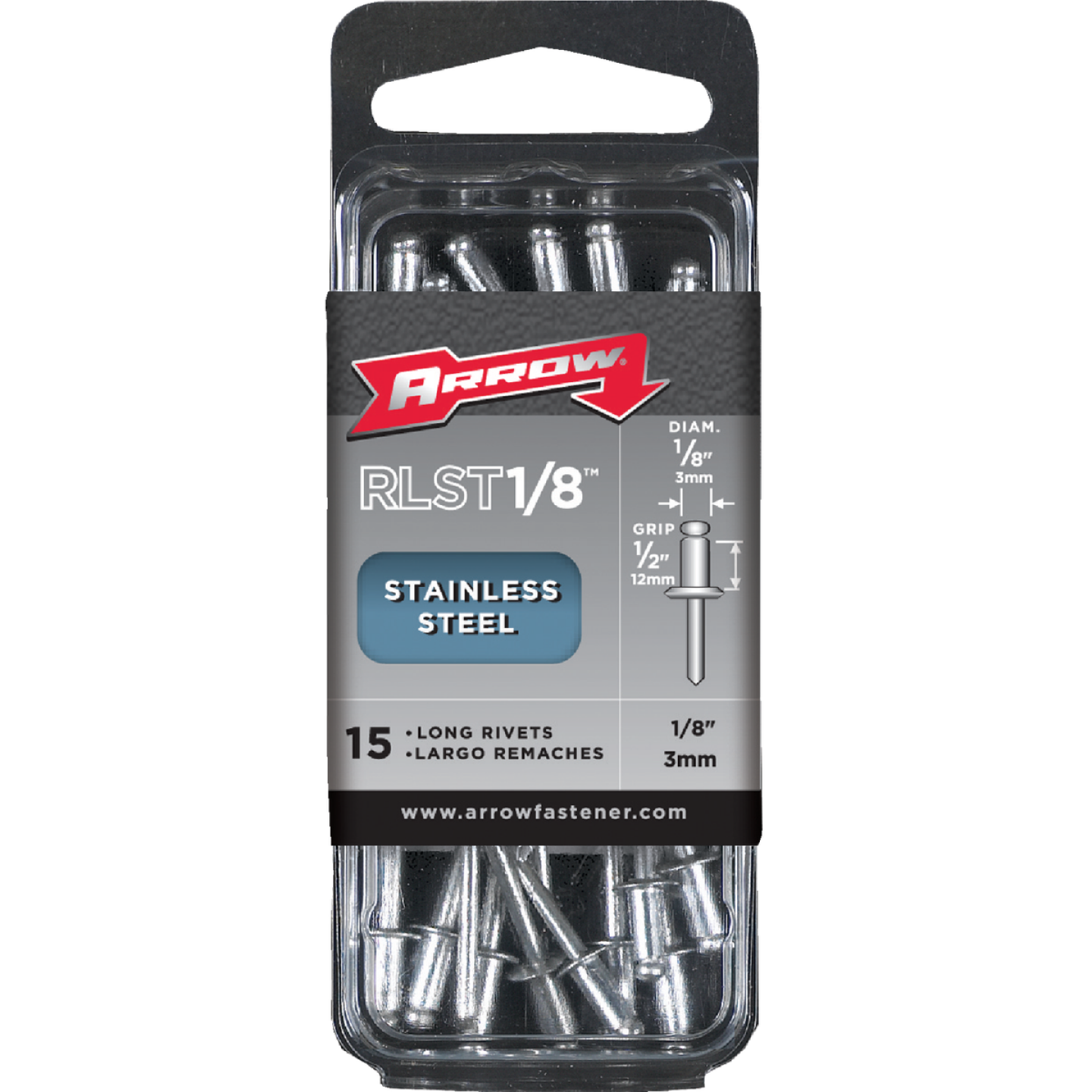 Arrow 1/8 In. x 1/2 In. Stainless Steel Rivet (15-Count) Image 1
