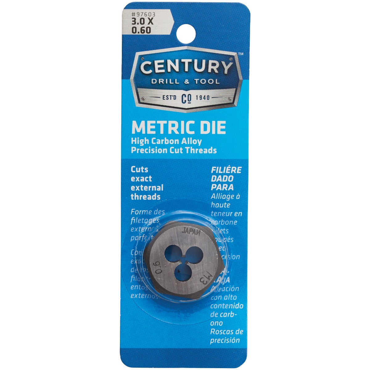 Century Drill & Tool 3.0x0.60 NPT 1 In. Across Flats Hexagon Pipe Die Image 1
