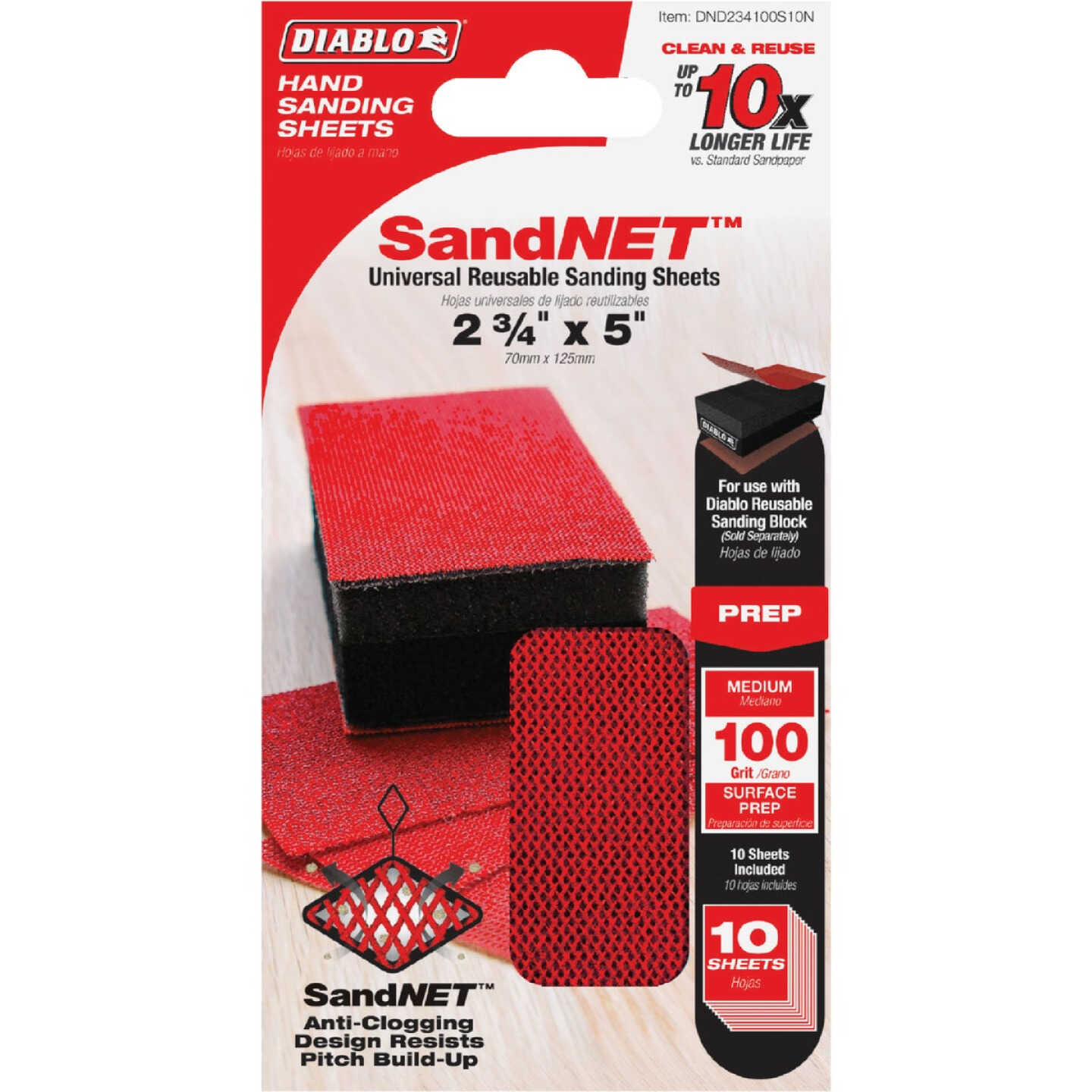 Diablo SandNET 2-3/4 In. x 5 In. 100-Grit Reusable Hand Sander Refill Sheets (10-Pack) Image 1