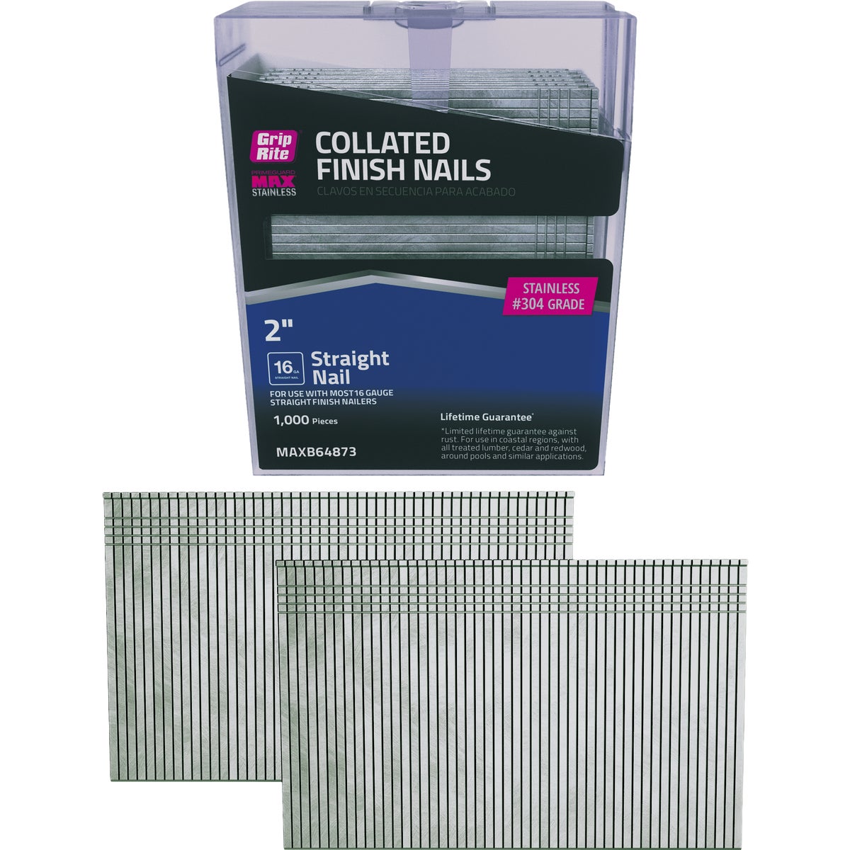 Grip-Rite 2 In. x 16 ga #304 Stainless Steel Straight Collated Finishing Nail (1000-Count) Image 1