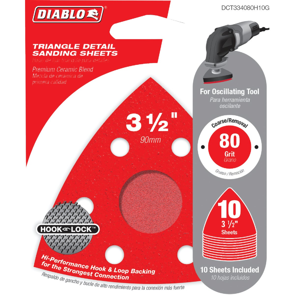 Diablo 80-Grit (Coarse) 3-1/2 In.Oscillating Detail Triangle Sanding Sheets (10-Pack)
