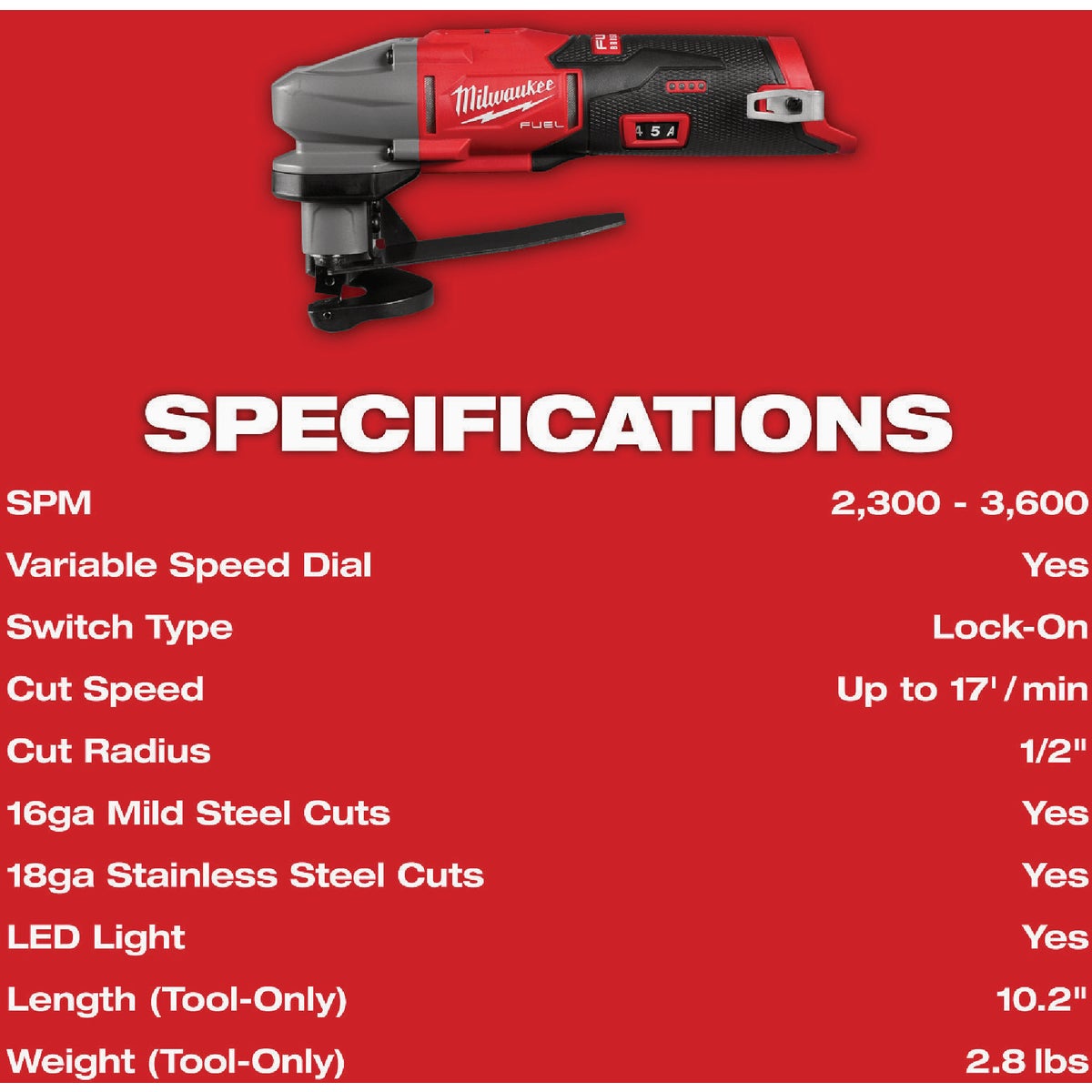 Milwaukee M12 FUEL 16 ga Scroll Shear Image 6