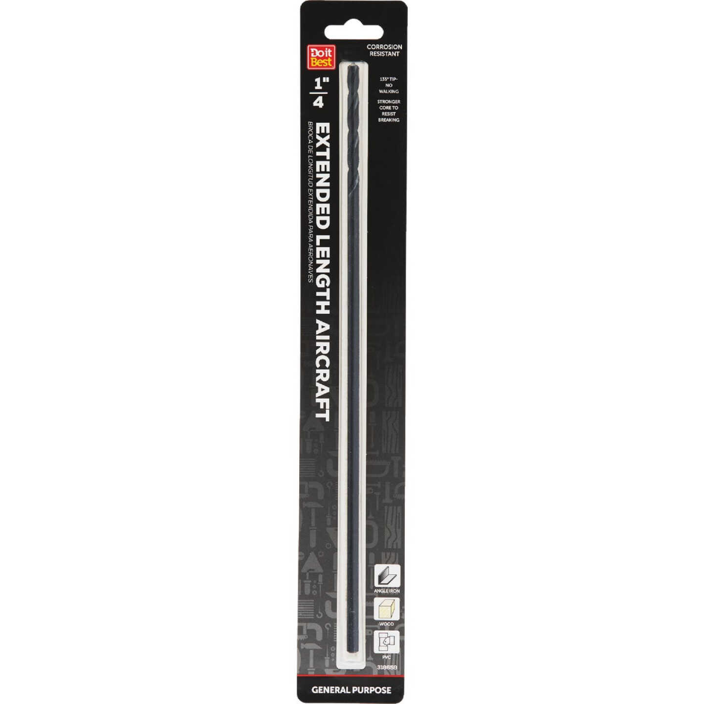 Do it Best 1/4 In. x 12 In. Black Oxide Extended Length Drill Bit Image 1