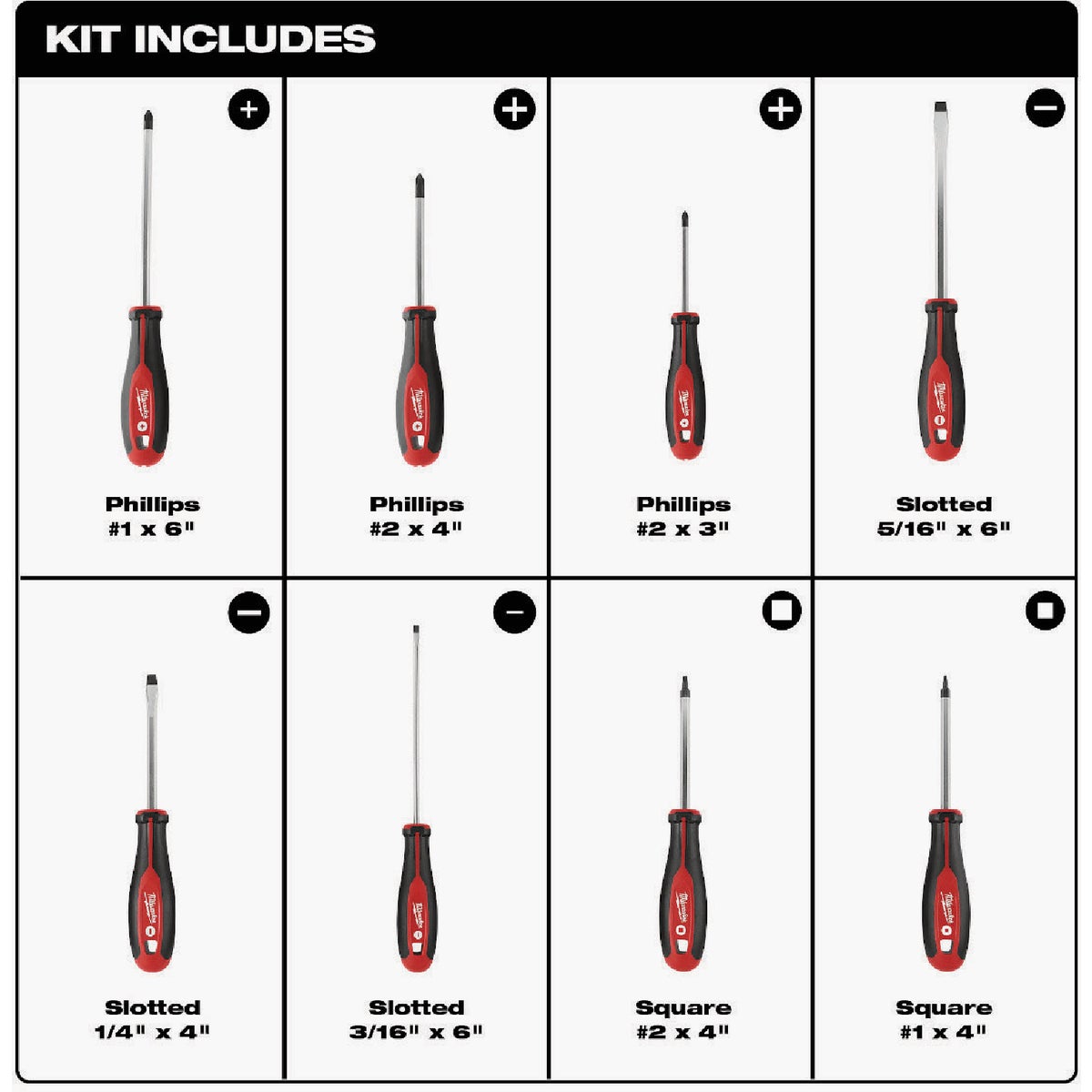 Milwaukee Screwdriver Set with Square Drive (8-Piece) Image 2