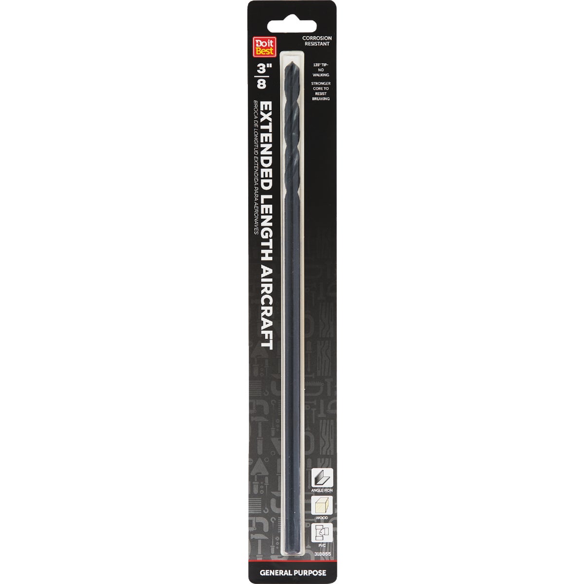 Do it Best 3/8 In. x 12 In. Black Oxide Extended Length Drill Bit Image 1