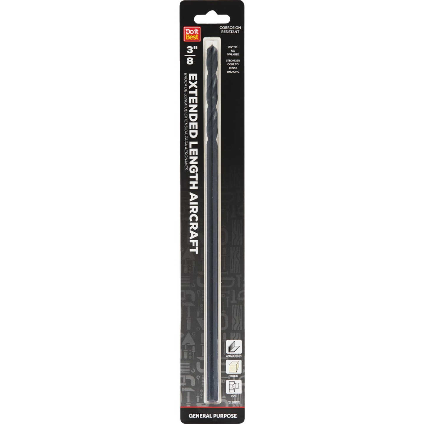Do it Best 3/8 In. x 12 In. Black Oxide Extended Length Drill Bit Image 1
