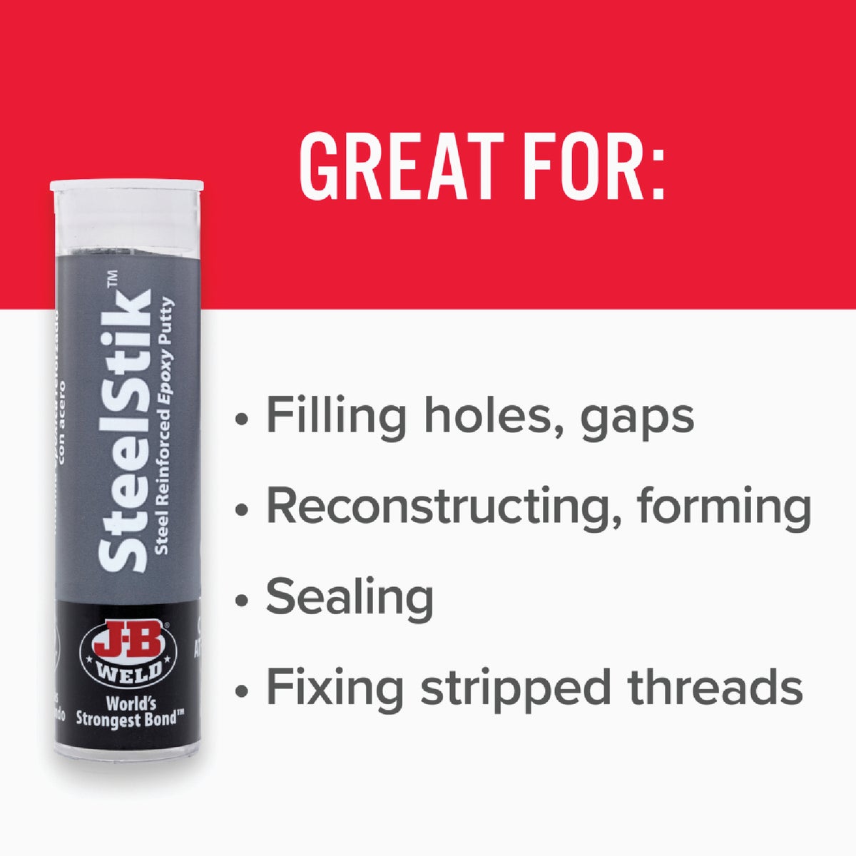 J-B Weld SteelStik 2 Oz. Gray Epoxy Putty Image 2