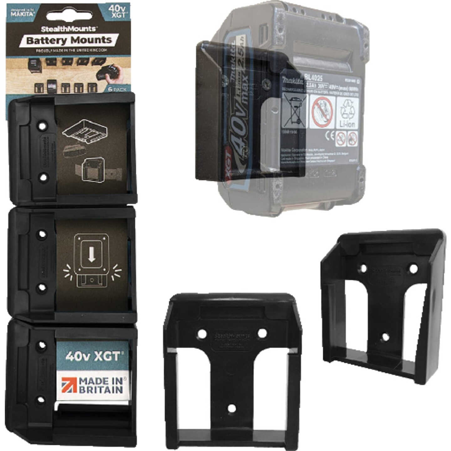 StealthMounts Battery Mounts for Makita 40V XGT (6-Pack) Image 1