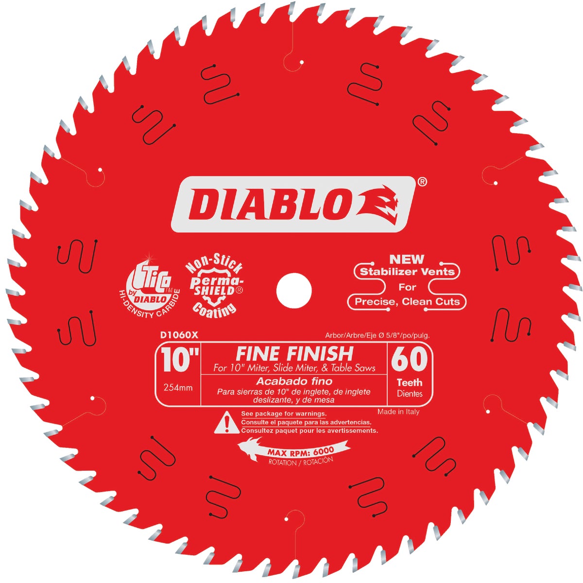 Diablo 10 In. 60-Tooth Fine Finish Circular Saw Blade Image 1