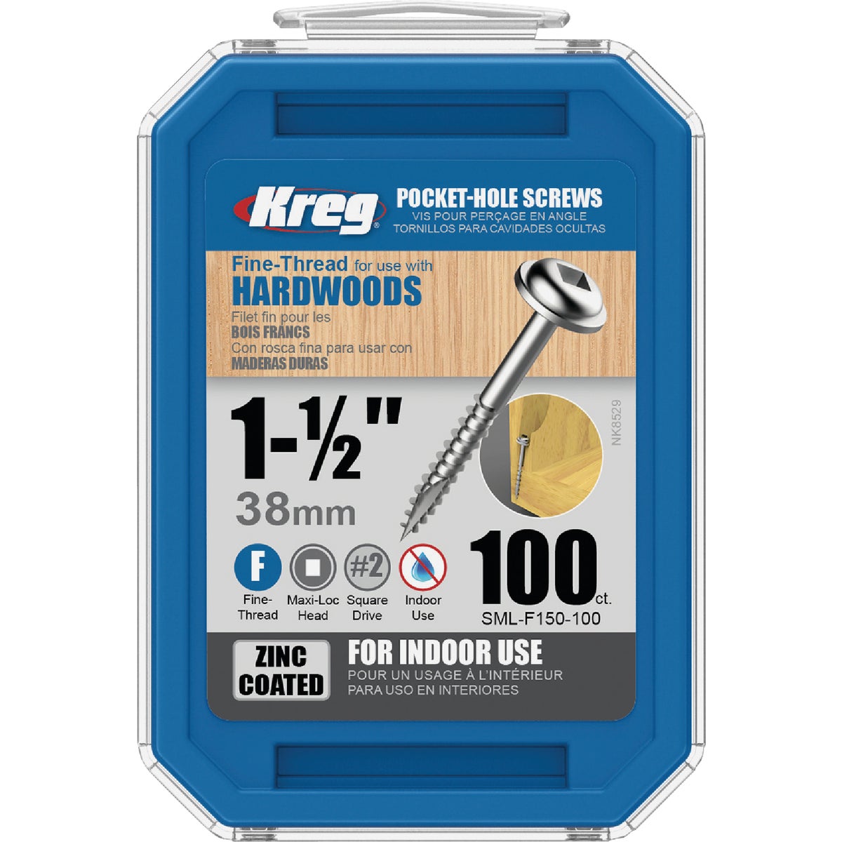 Kreg #7 x 1-1/2 In. Square Fine Thread Maxi-Loc Head Zinc Pocket-Hole Screw (100 Ct.) Image 5