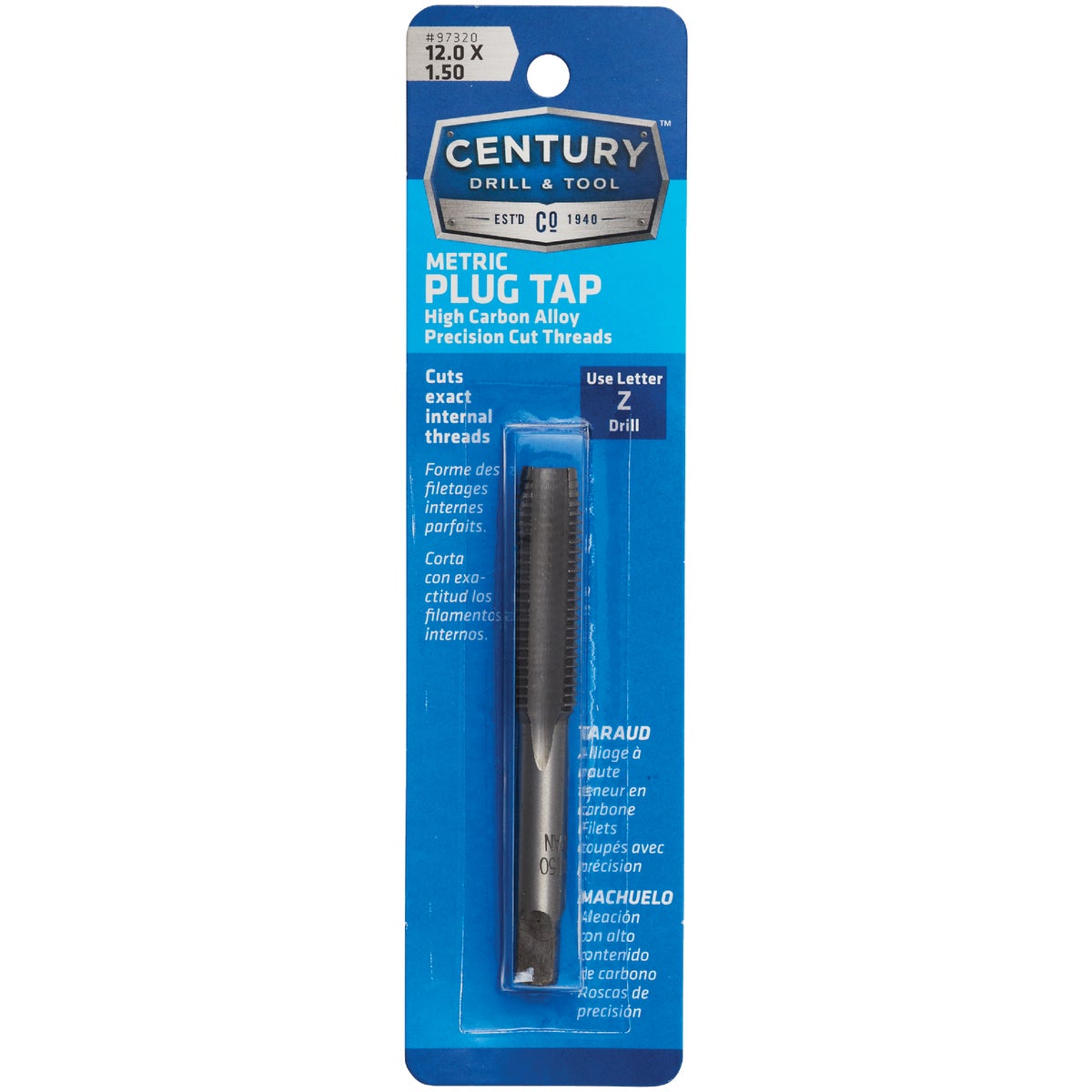 Century Drill & Tool 12.0x1.50 Carbon Steel Metric Tap Image 1