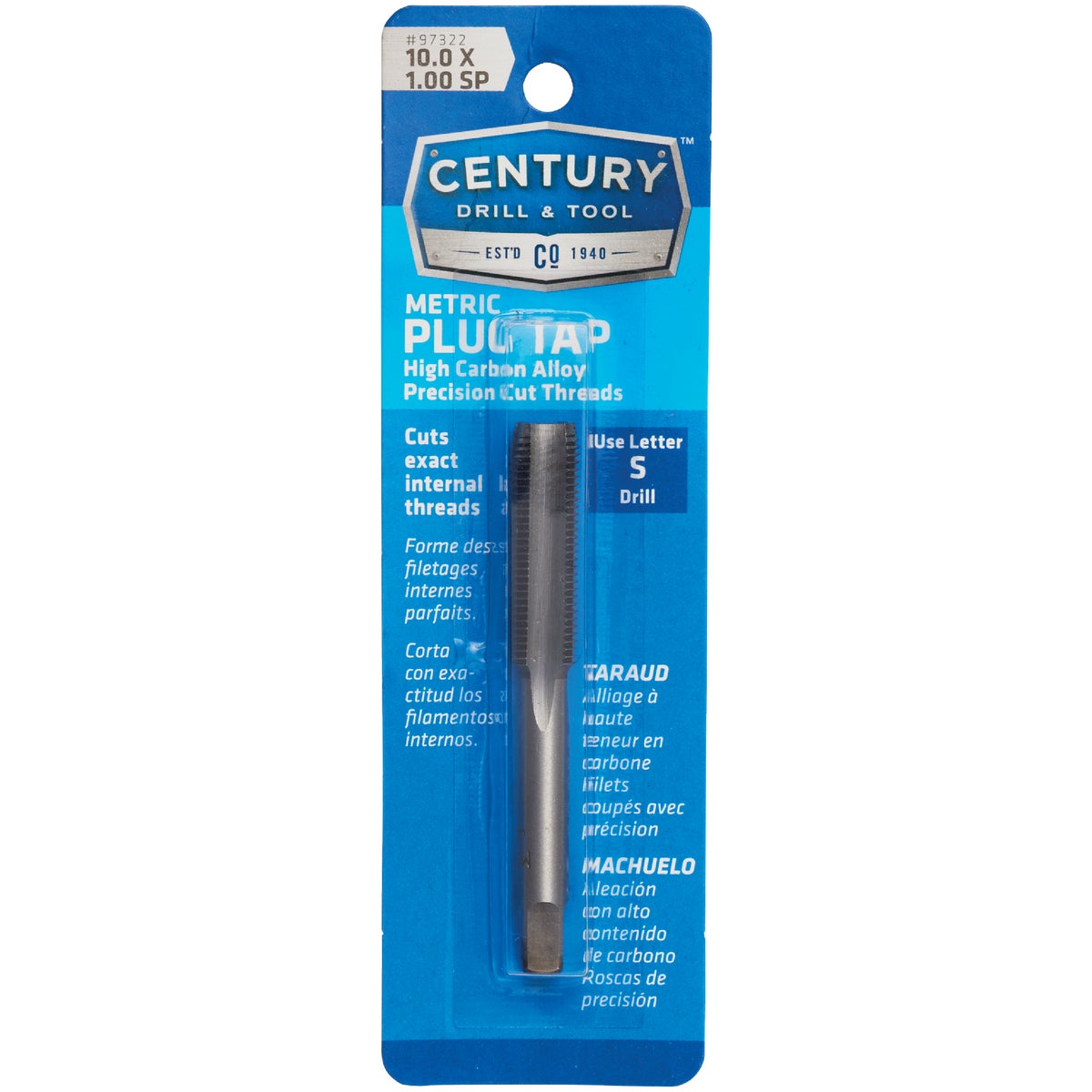 Century Drill & Tool 10.0x1.00 Carbon Steel Metric Tap Image 1
