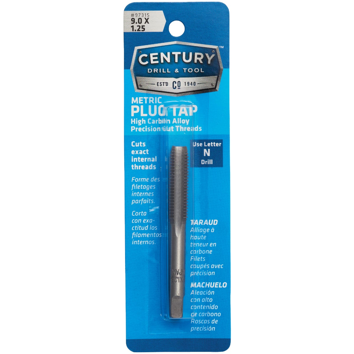 Century Drill & Tool 9.0x1.25 Carbon Steel Metric Tap Image 1