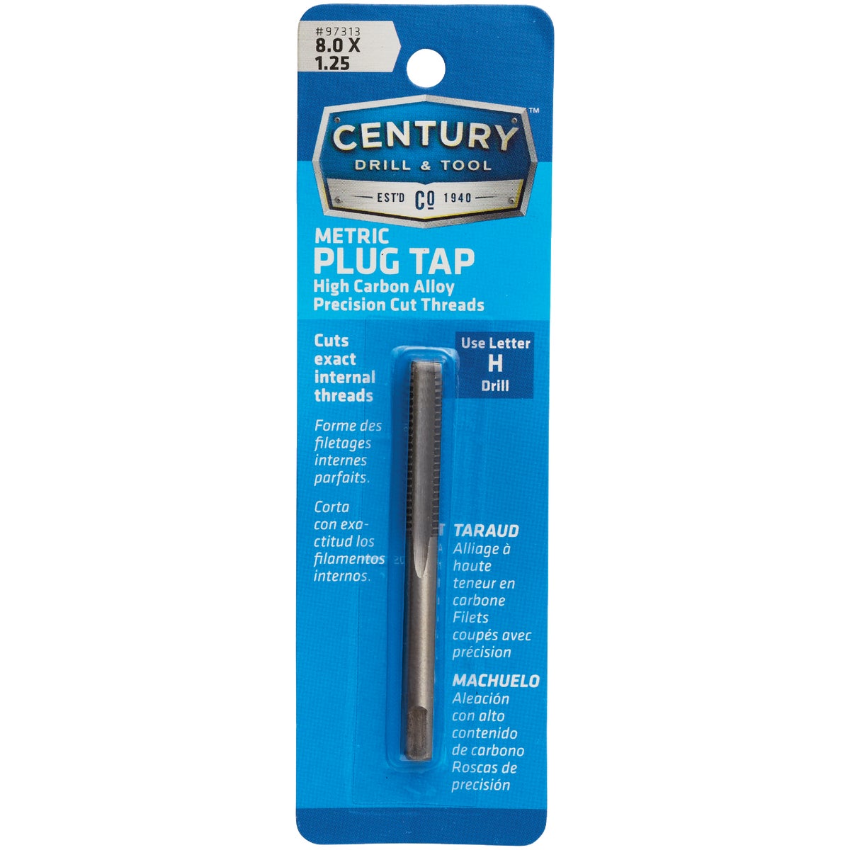 Century Drill & Tool 8.0x1.25 Carbon Steel Metric Tap Image 1