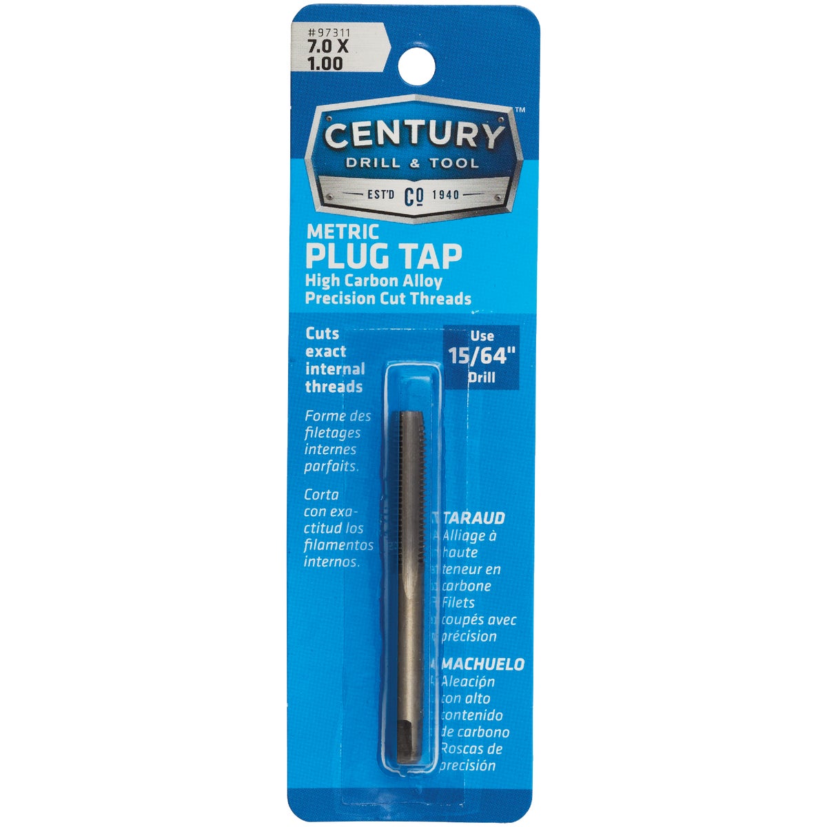 Century Drill & Tool 7.0x1.00 Carbon Steel Metric Tap Image 1