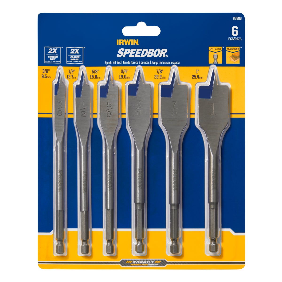 Irwin Speedbor 6-Piece Spade Bit Set Image 2