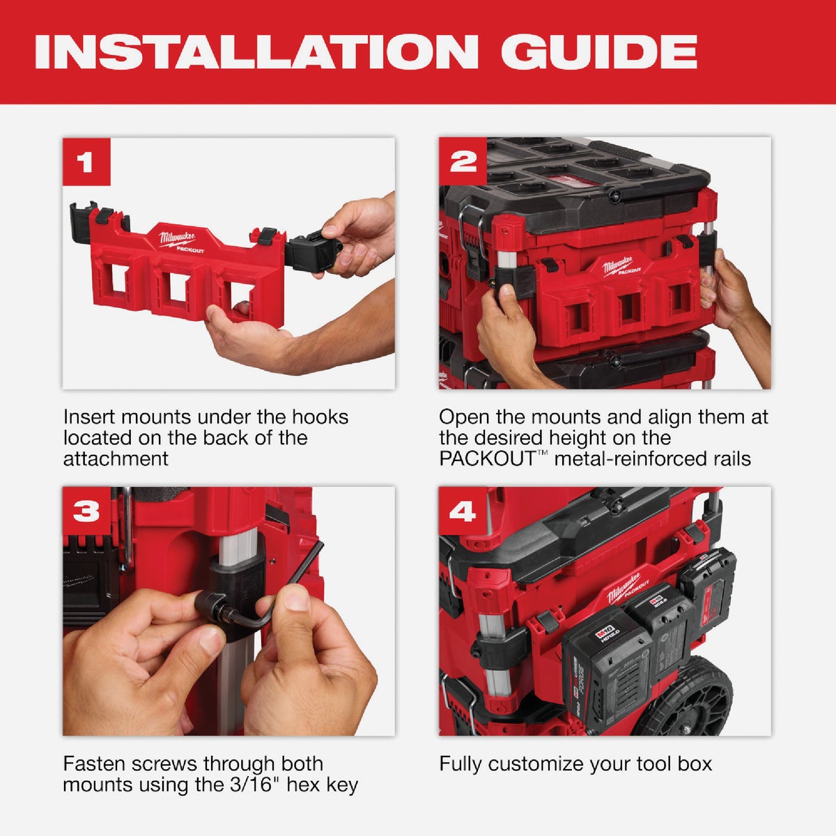 Milwaukee PACKOUT Tool Box M12 Battery Rack Attachment Image 5