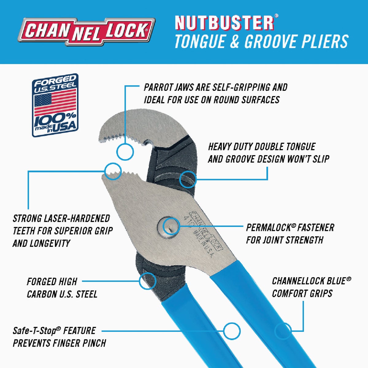 Channellock Nutbuster 9-1/2 In. Curved Groove Joint Pliers Image 2