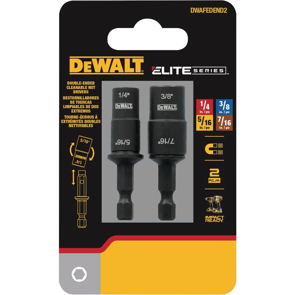 DEWALT Elite Series 1/4 In. x 2 In. Reversible Impact Nutdriver Bit Set (2-Piece) Image 2