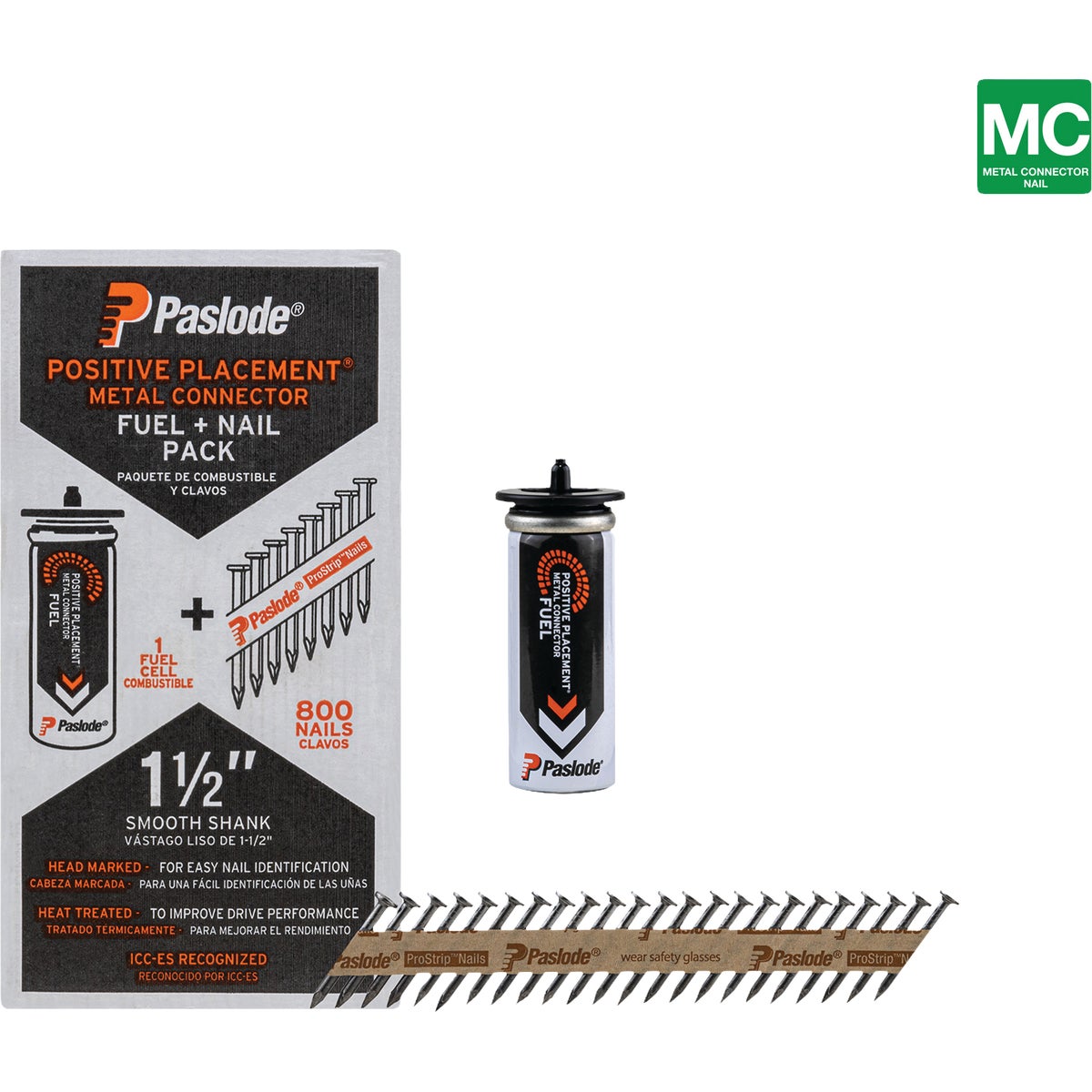Paslode 1-1/2 In. x 0.148 In. Paper Tape Smooth Shank Heat Treated Brite Metal Connector Nail (800-Count) with Fuel Cell Image 2