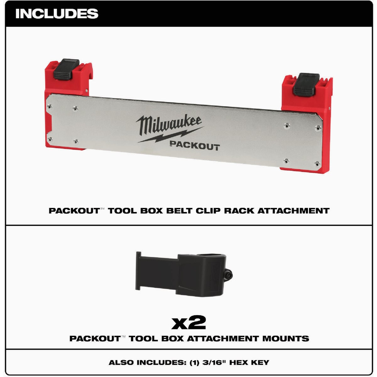 Milwaukee Belt Clip Rack Attachment for PACKOUT Tool Box Image 3