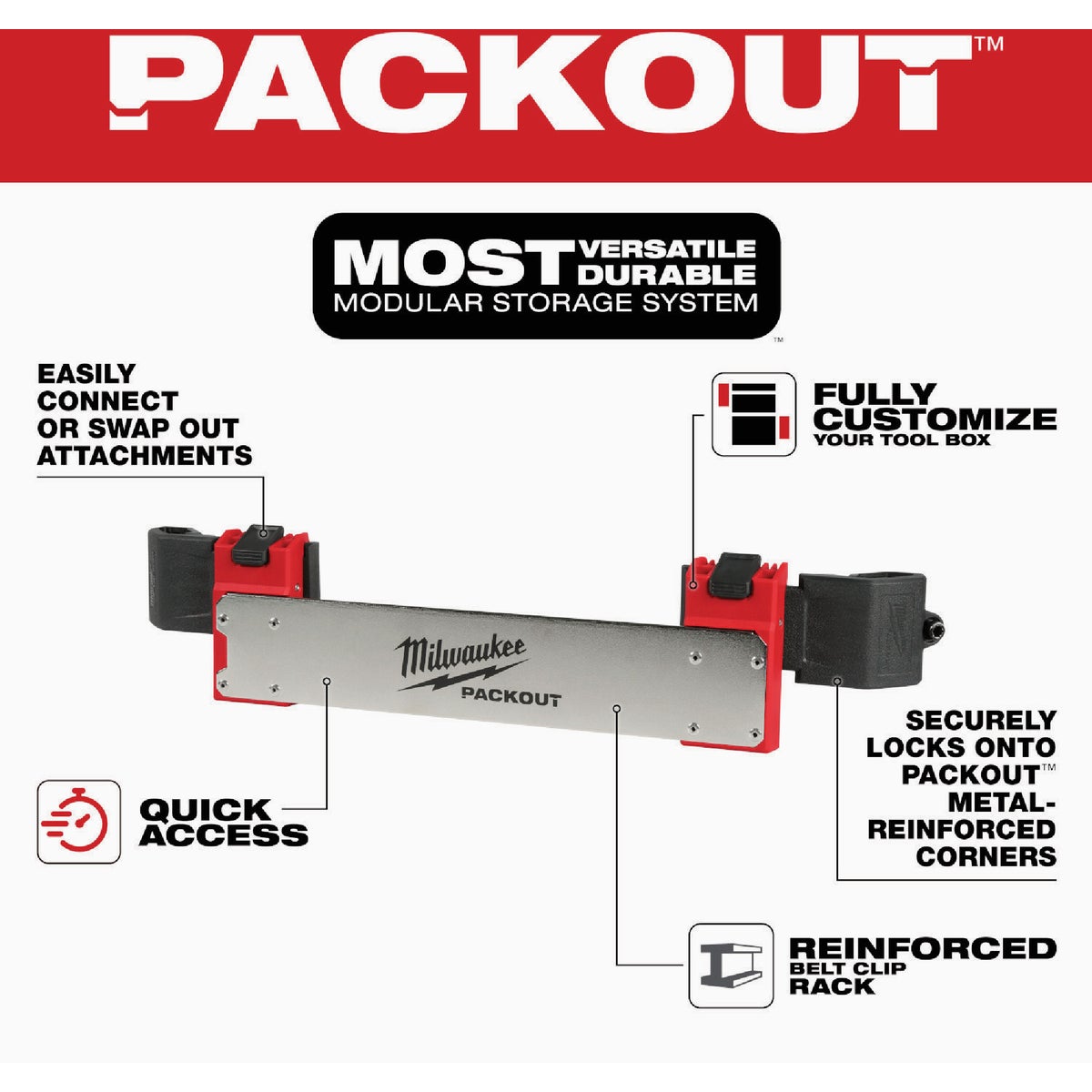 Milwaukee Belt Clip Rack Attachment for PACKOUT Tool Box Image 2