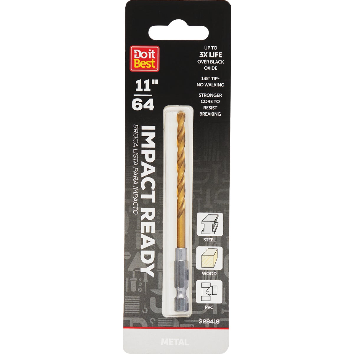 Do it Best 11/64 In. Impact Ready Titanium Hex Shank Drill Bit