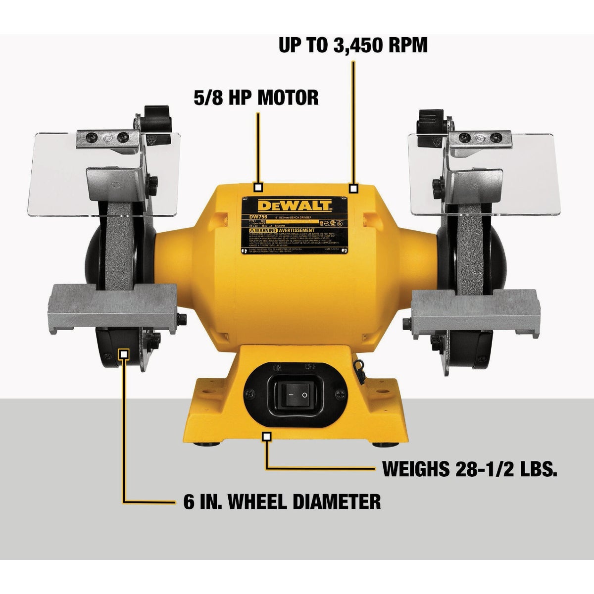 DEWALT 6 In. Bench Grinder Image 3