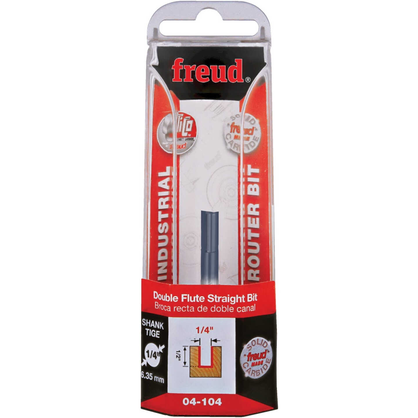 Freud 1/4 In. x 1/2 In. Double Flute Straight Router Bit Image 1
