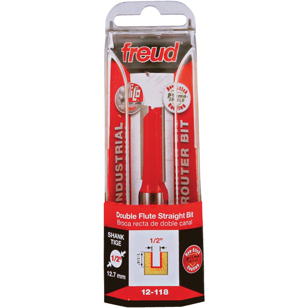 Freud 1/2 In. x 1-1/4 In. Double Flute Eclipse Grind Straight Router Bit Image 1