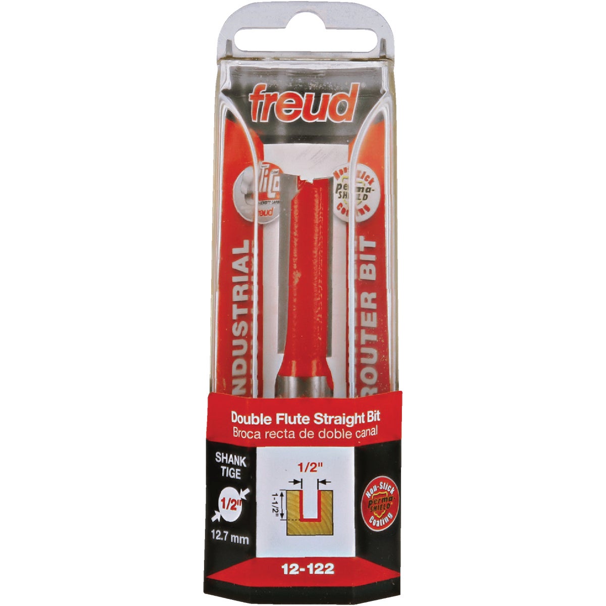 Freud 1/2 In. x 1-1/2 In. Double Flute Eclipse Grind Straight Router Bit