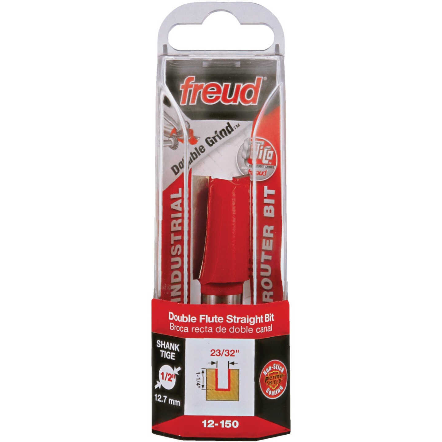 Freud 23/32 In. x 1-1/4 In. Double Flute Eclipse Grind Straight Router Bit Image 1