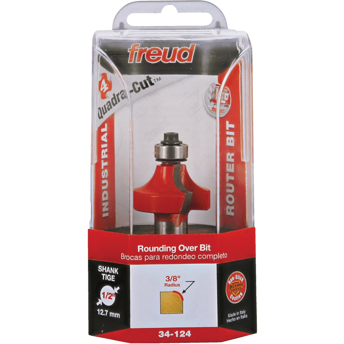 Freud 3/8 In. x 5/8 In. Quadra-Cut Rounding Over Bit with 1/2 In. Shank